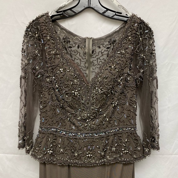 Evonne D by MonCheri 3/4 sleeves beaded long gown - Picture 3 of 10